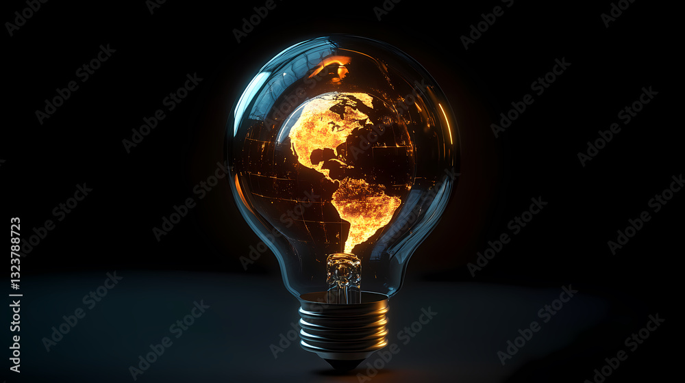 Transparent light bulb with Earth inside