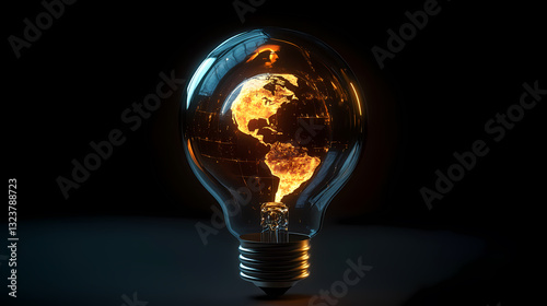 Obraz na płótnie Transparent light bulb with Earth inside w salonie