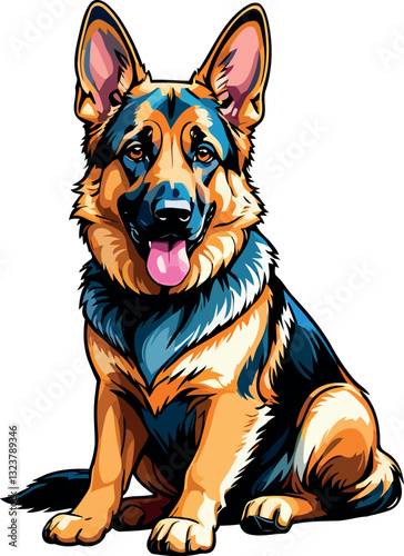 German Shepherd Dog Sitting on the Floor in Natural Light