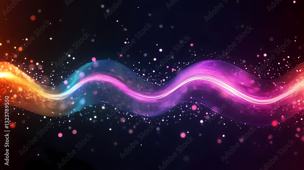 Colorful wave lines on a dark background