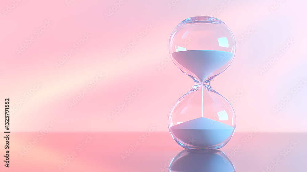 Hourglass with sand flowing in a dreamy gradient