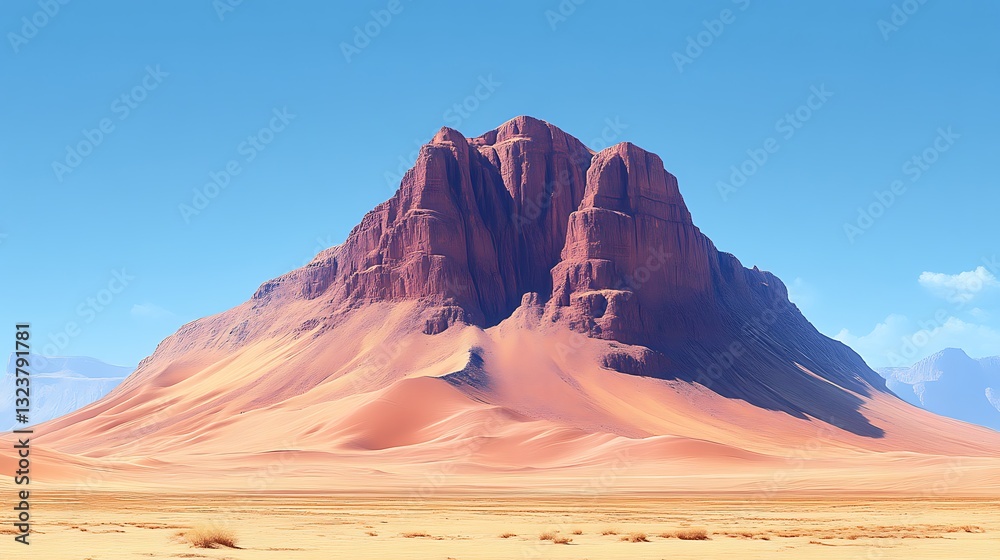Naklejka premium Majestic Desert Mountain Under a Clear Blue Sky