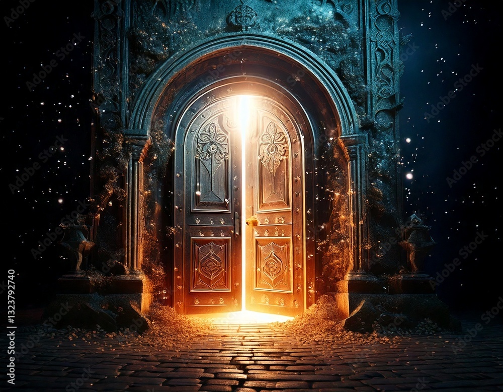 Fototapeta premium ドア 扉 ファンタジー イラスト 光