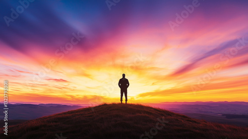 Wallpaper Mural A solitary soldier stands at attention against a vivid sunset Torontodigital.ca