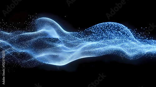 Obraz na płótnie Flowing blue particles on dark background w salonie