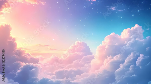 Obraz na płótnie Dreamy sky with pastel clouds in gradient colors w salonie