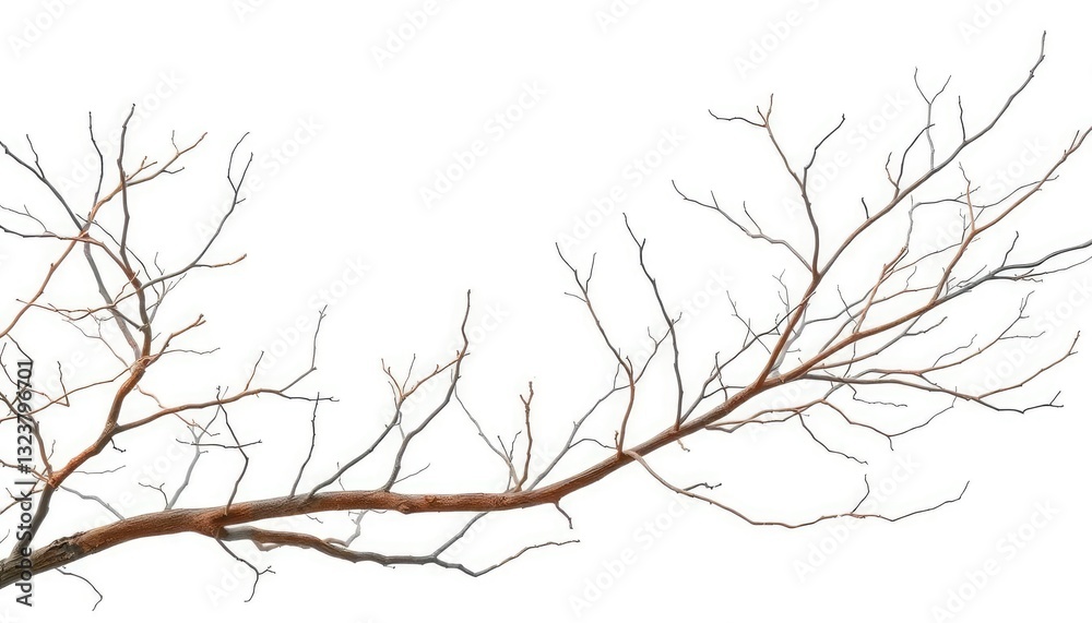 Bare, twisted branches isolated against a pure white backdrop, image, abstract Bare, twisted branches isolated against a pure white backdrop, image, abstract