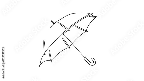 Animated Open umbrella sketch continuous line motion graphics. 