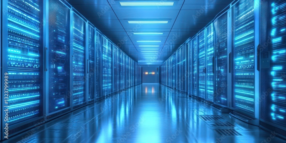 Fototapeta premium High Performance Server Room with Advanced Networking and Infrastructure Technology