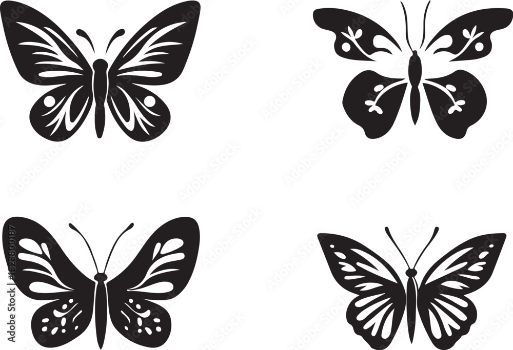 Elegant Butterfly Silhouettes Vector Bundle Elegant Butterfly Silhouettes Vector Bundle