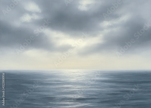 Wallpaper Mural Stormy Seascape with Overcast Clouds and Gentle Ripples on Water Torontodigital.ca