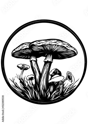 Mushroom illustration, vector mushroom art, Gift idea, printable, engrave laser, digital prints, mushroom design, vector illustration, cricut, sublimation, logotype design, fantasy magic mushroom 
