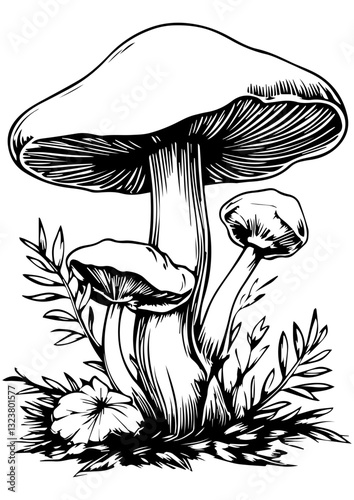 Mushroom illustration, vector mushroom art, Gift idea, printable, engrave laser, digital prints, mushroom design, vector illustration, cricut, sublimation, logotype design, fantasy magic mushroom 