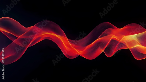 Abstract red and orange waves on dark background
