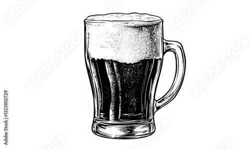 Beer mug with foam vector, flat style, icons set.