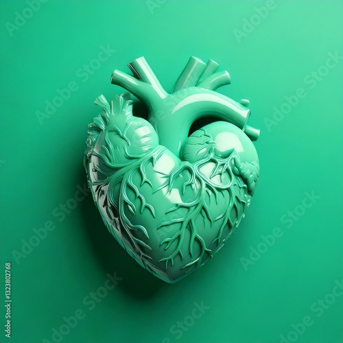 Green Heart, Medical 3D Illustration
