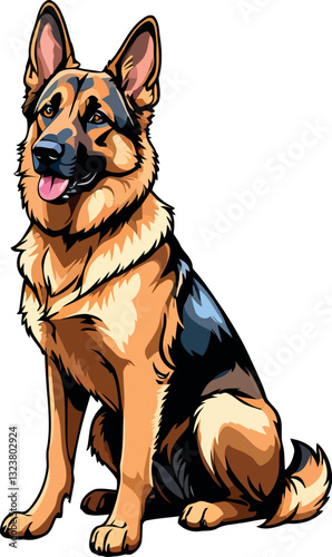 Obedient German Shepherd Dog Sitting on the Floor Quietly