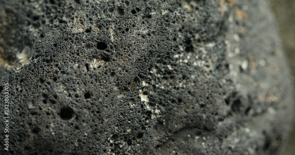 Fototapeta premium Close-up of a dark porous volcanic rock with rough texture