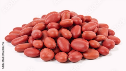 Vibrantly-colored kidney beans displayed on a white background highlight natural texture for healthfood themes photo