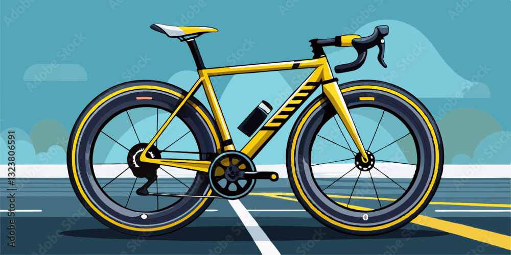 Fototapeta premium yellow black racing sport road bike bicycle racer isolated