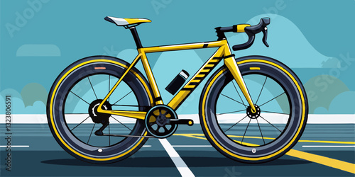 yellow black racing sport road bike bicycle racer isolated
