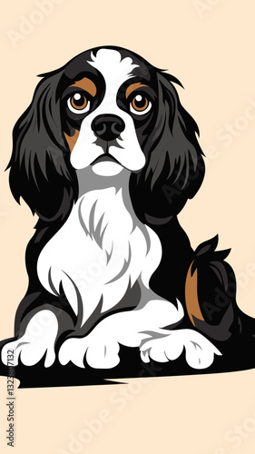 Minimalist Cavalier King Charles Spaniel Vector Illustration in Flat SVG Style