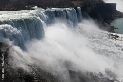 USA Niagara Falls on a cloudy spring day