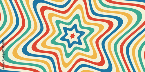 Groovy hippie 70s backgrounds. Waves, swirl, twirl pattern