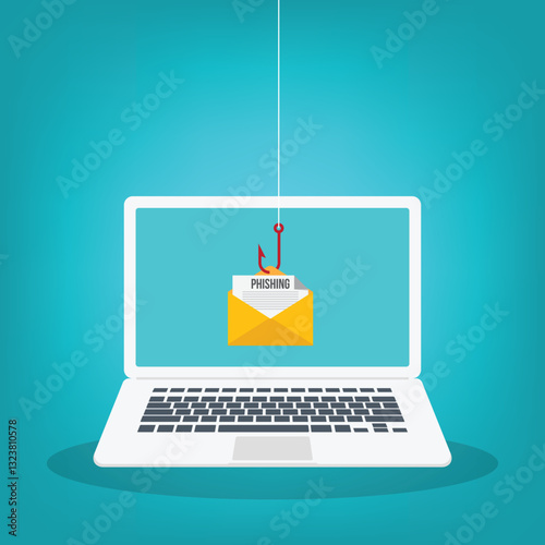 Email / envelope spam. Virus, malware, email fraud, e-mail spam, phishing scam, hacker attack concept. Vector illustration
