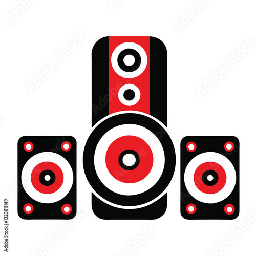 Isolated black stereo speakers deliver powerful bass and loud audio
