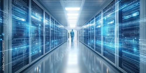 Futuristic Data Center Architecture and Server Maintenance by Engineers in Advanced Technology Facility