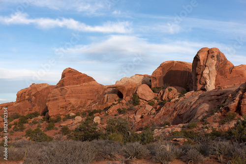 USA Arches National Park on a cloudy spring day