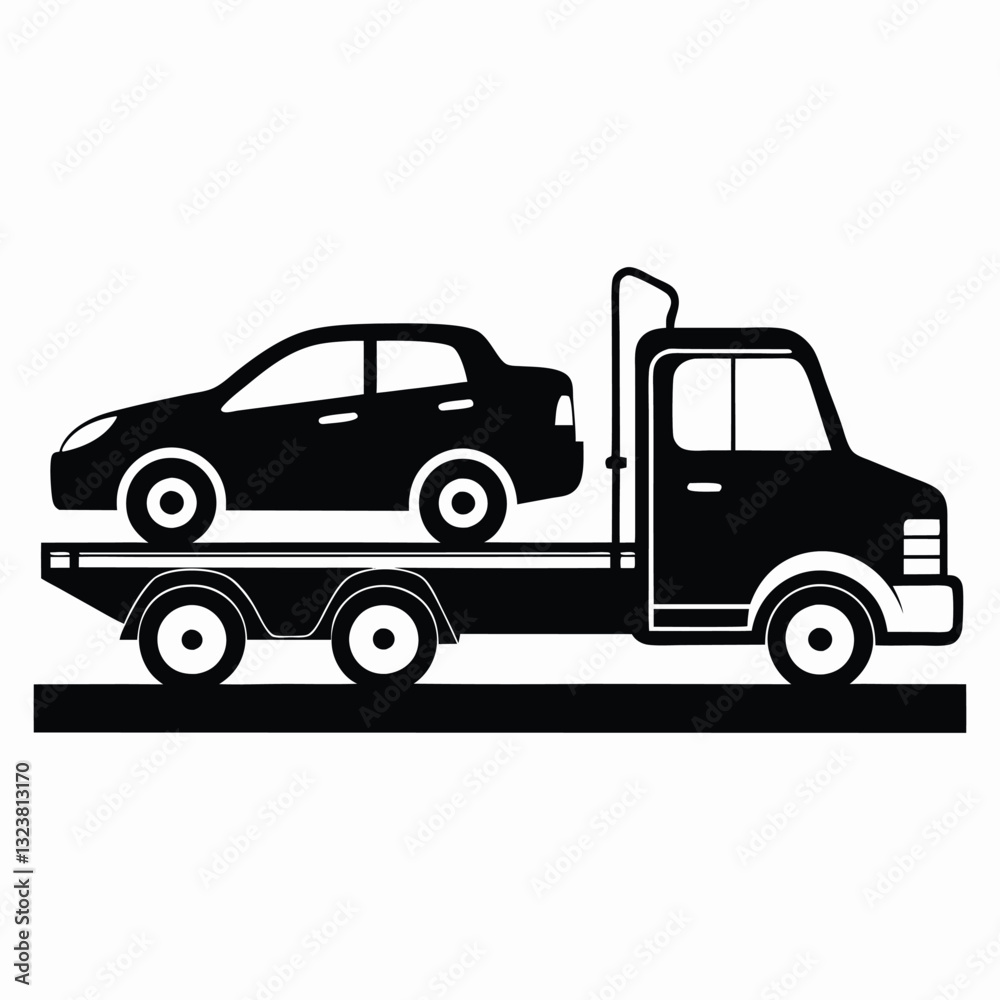Isolated vector illustration of pick-up truck transport Isolated vector illustration of pick-up truck transport