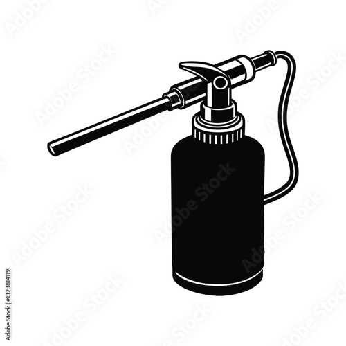 Isolated red fire extinguisher vector, safety object with spray faucet