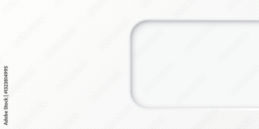 White wood free uncoated paper rough textured with half of 3D rounded rectangle frame paper cut style graphic illustration have blank space. White wood free uncoated paper rough textured with half of 3D rounded rectangle frame paper cut style graphic illustration have blank space.
