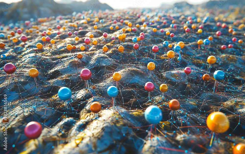 Colorful spheres on textured surface Colorful spheres on textured surface