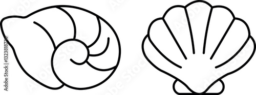 "Shell Icon - Thin Line Outline Vector"