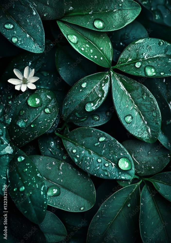 Fototapeta premium wet green leaves pattern background