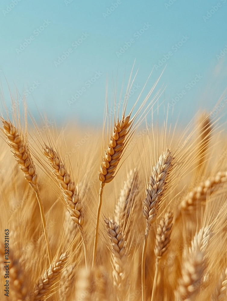 Golden wheat swaying under a clear blue sky Golden wheat swaying under a clear blue sky