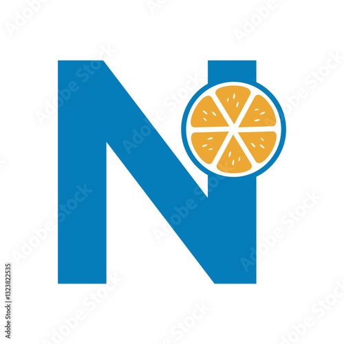 Lemon Logo Combine With Letter N Vector Template