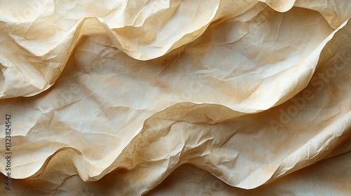 Textured close-up of crumpled paper showcasing soft waves and natural light effects