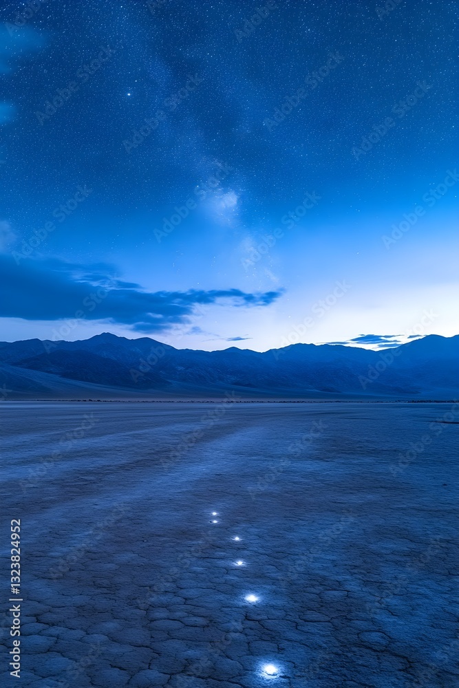 Naklejka premium A photo of a lonely desert under a star-filled sky