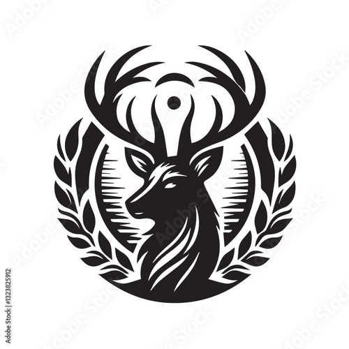 Wallpaper Mural Powerful Black and White Deer Silhouette Logo Torontodigital.ca