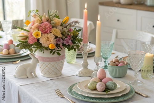 Wallpaper Mural table setting with flowers Torontodigital.ca