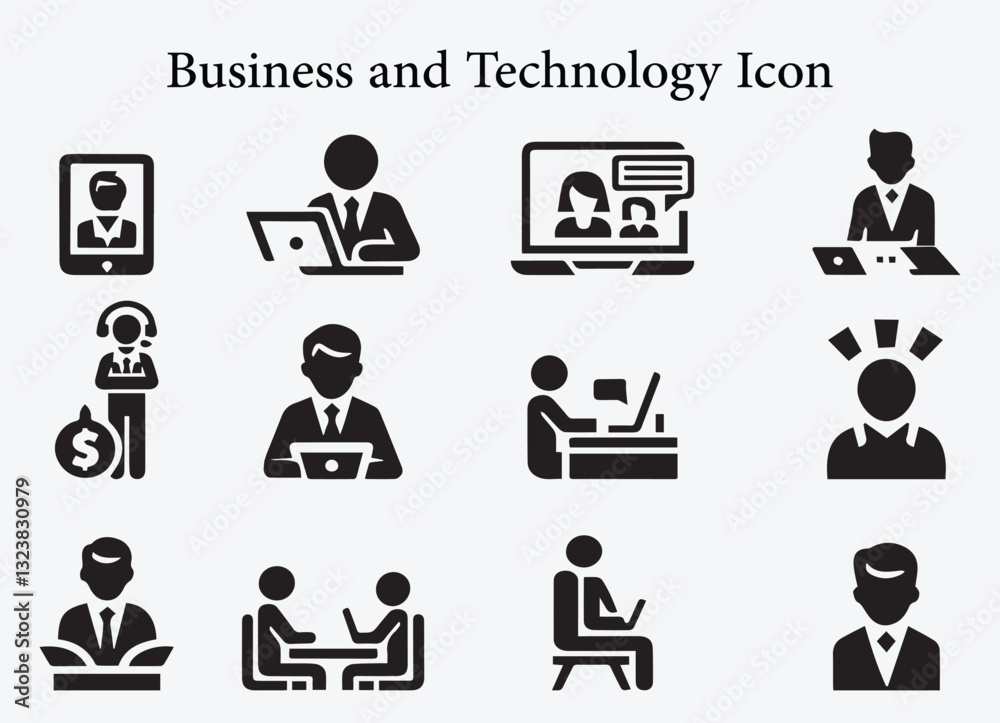 Modern Business and Tech Icon Set for Finance, Marketing, and IT Solutions Modern Business and Tech Icon Set for Finance, Marketing, and IT Solutions