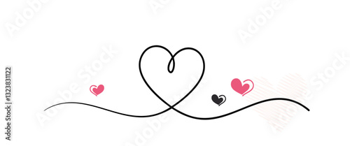  simple minimalist one-line drawing with thin contour strokes png hand-drawn style. Perfect for Valentine’s cards, wedding invitations, love symbols, abstract decorations, and romantic vector designs.