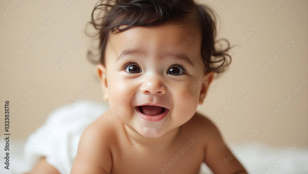 Cute Latino or Latina Hispanic Baby in Diaper, Infant Newborn Cute Latino or Latina Hispanic Baby in Diaper, Infant Newborn
