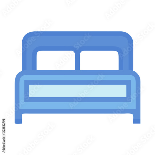 Blue double bed icon with headboard