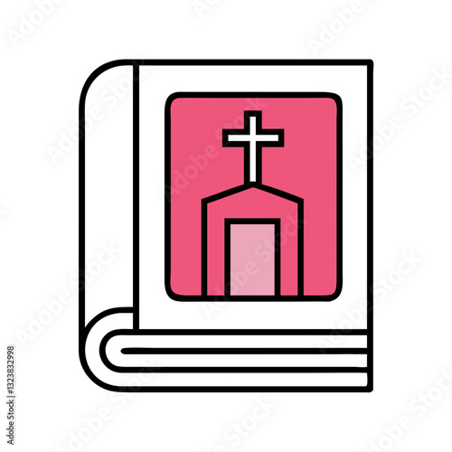 Religious book with church icon on cover