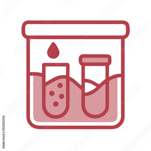 Laboratory test tubes in liquid-filled container